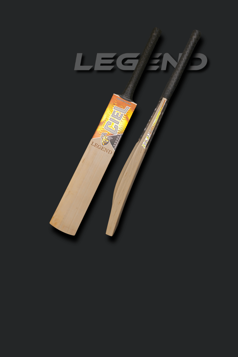 Legend Edition Leather Cricket Bat with classic profile and premium willow on Ciel Sports mobile hero banner