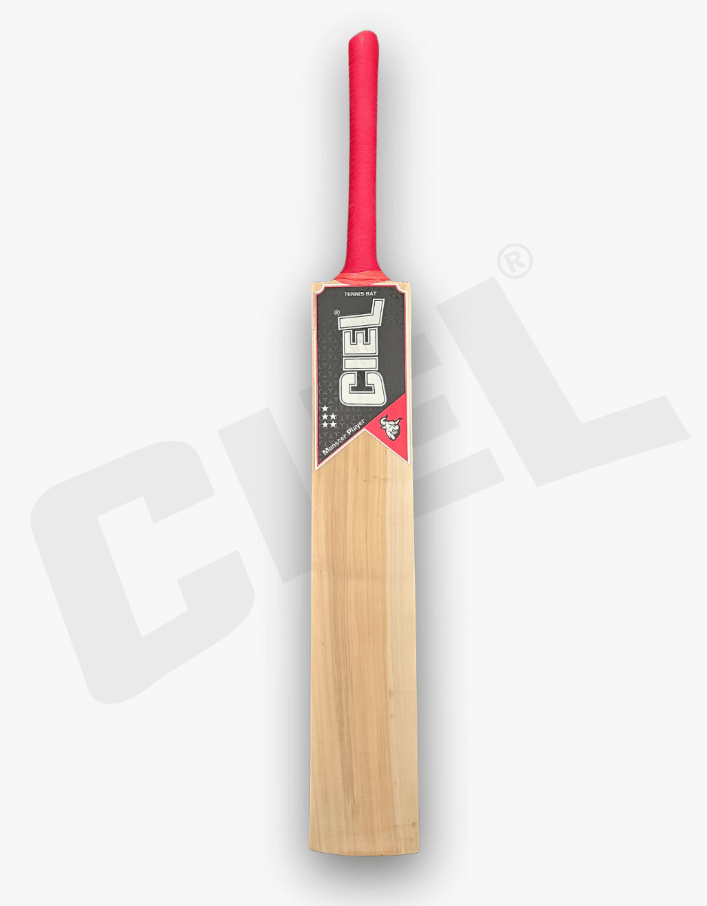 Close-up of thick curved edges on Monster Edition Hard Tennis Bat for explosive performance.