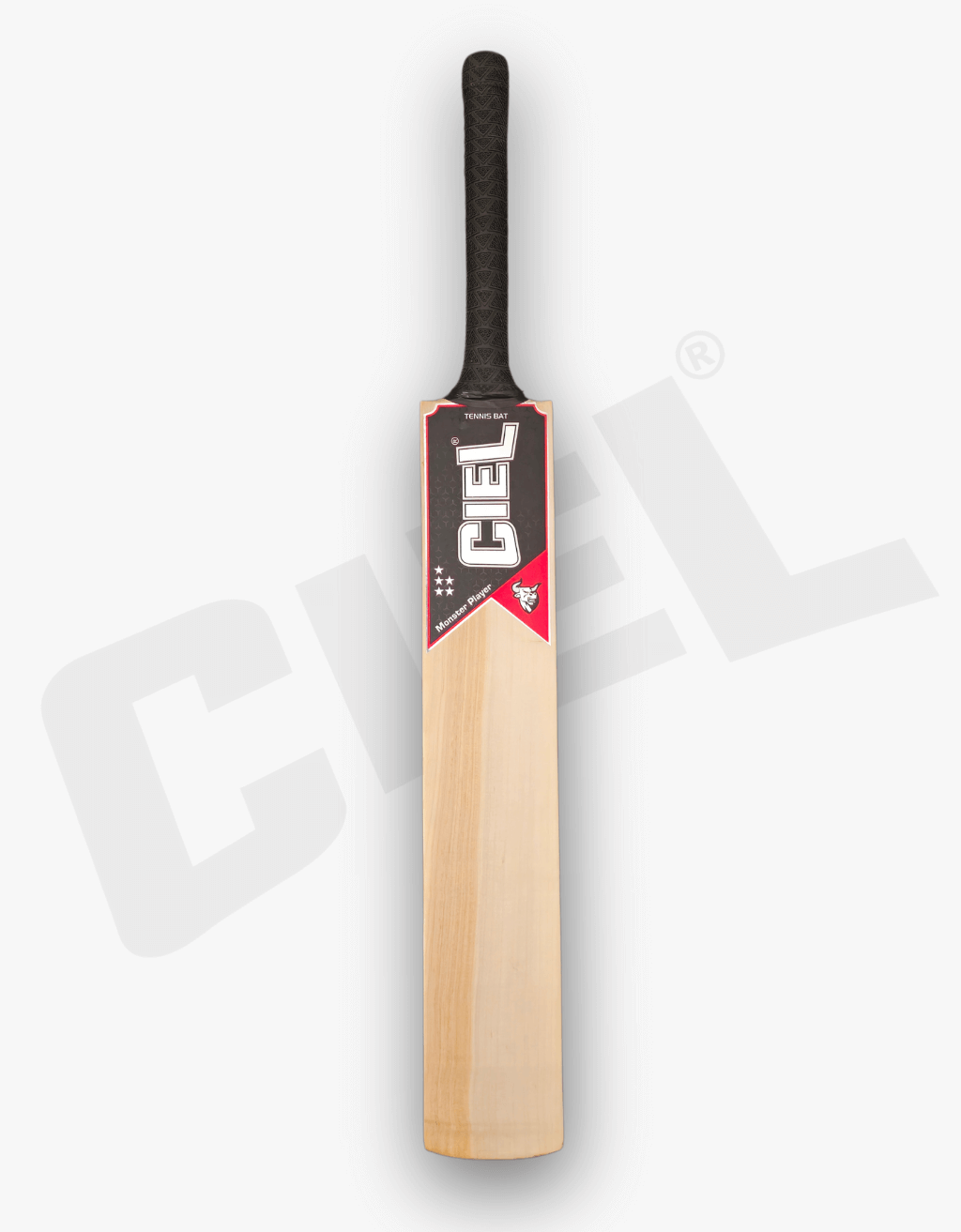 Sixer Edition Hard Tennis Cricket Bat front view with wide blade and premium finish