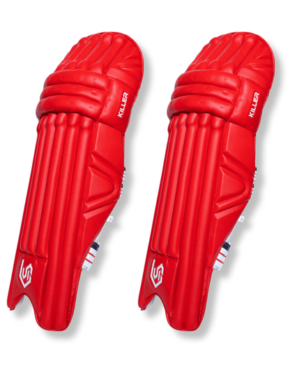 Killer Edition cricket batting pads in red — pair shown front-on — Ciel Sports Meerut