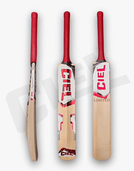 Limited Edition Leather Bat – Front, back, and side views showcasing its premium craftsmanship, clean grain structure, and professional-grade design for leather ball cricket
