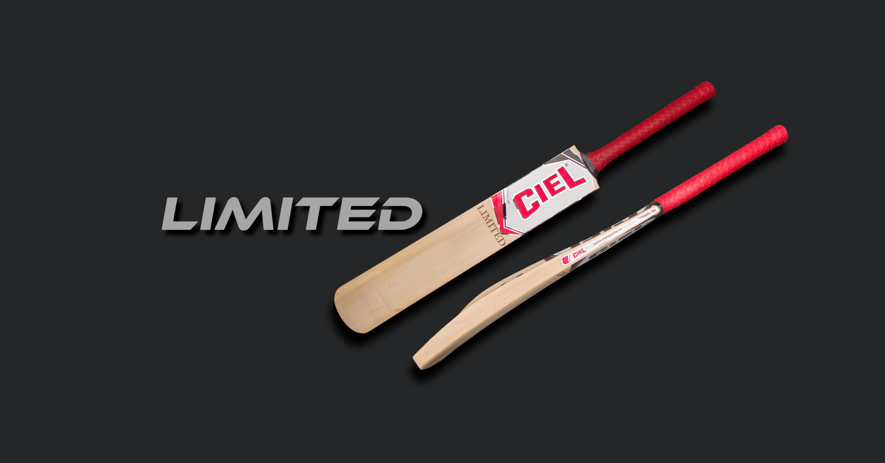  Limited Edition Liza Cricket Bat featured on Ciel Sports desktop hero banner, highlighting its exclusive design and powerful profile