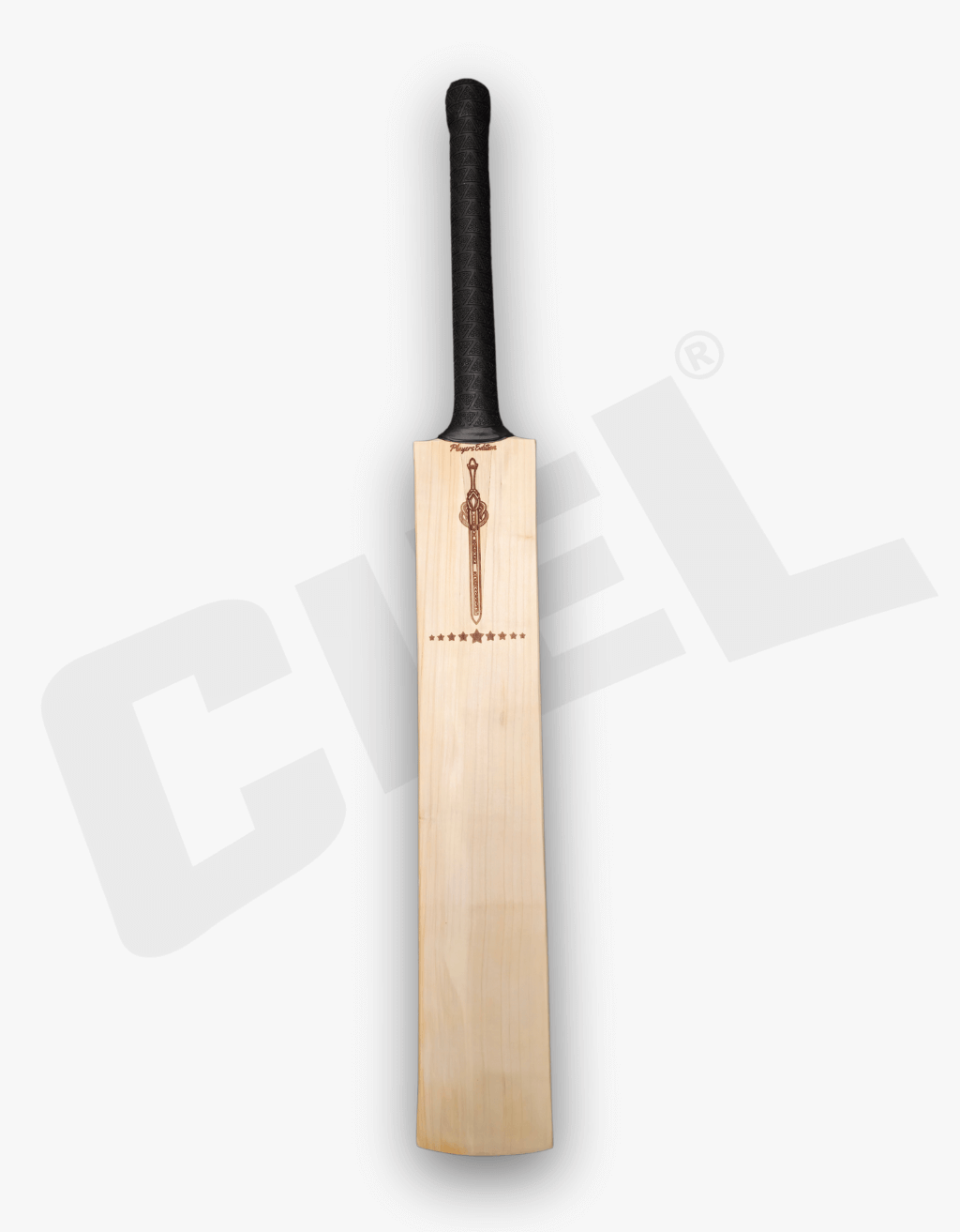 Player Edition Bat – Front profile highlighting its sleek design and premium construction, crafted for cricketers who seek precision and performance.