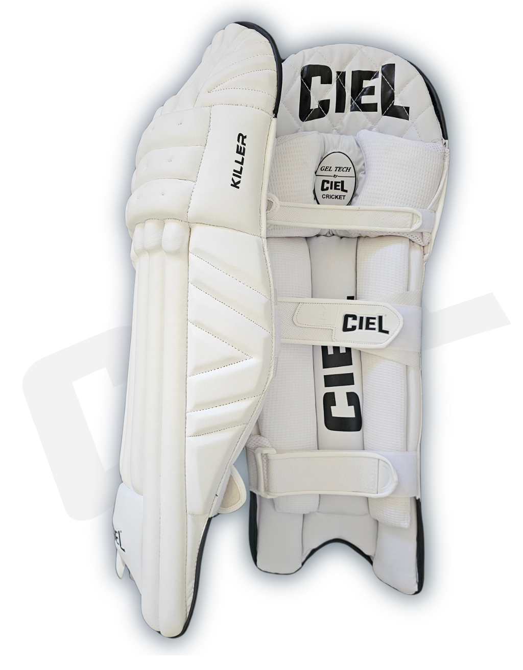 Ciel Sports Killer Edition Cricket Batting Pads - Pair of Professional Test-Grade White Leg Guards